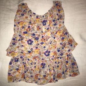 Moda International floral crop tank with buttons
